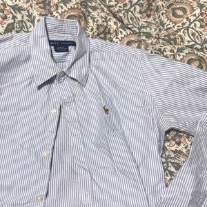 Blue & White Seersucker Polo Shirt